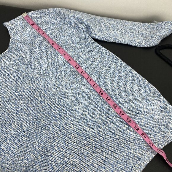 Loft Women's Knit Cross Back Sweater Size S Blue White Long Sleeve Round Neck - Picture 7 of 8